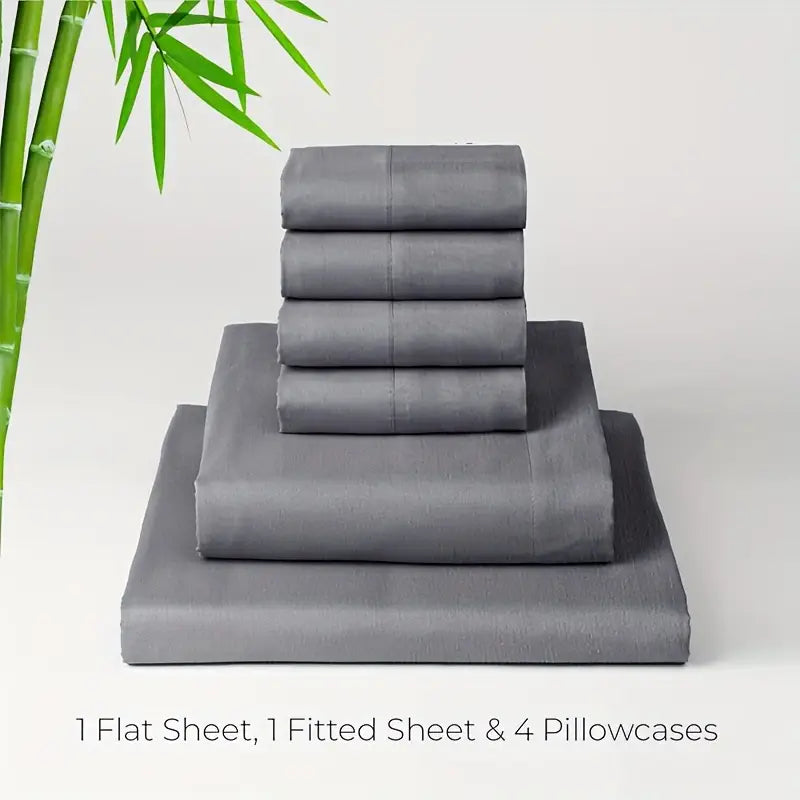 Ensemble de Literie de Refroidissement d'Été 6 Pièces en Fibre de Bambou et Microfibre