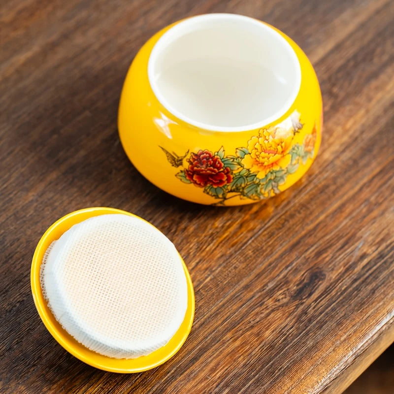 Pot de Décoration en Céramique – Pivoine Jaune Impératrice