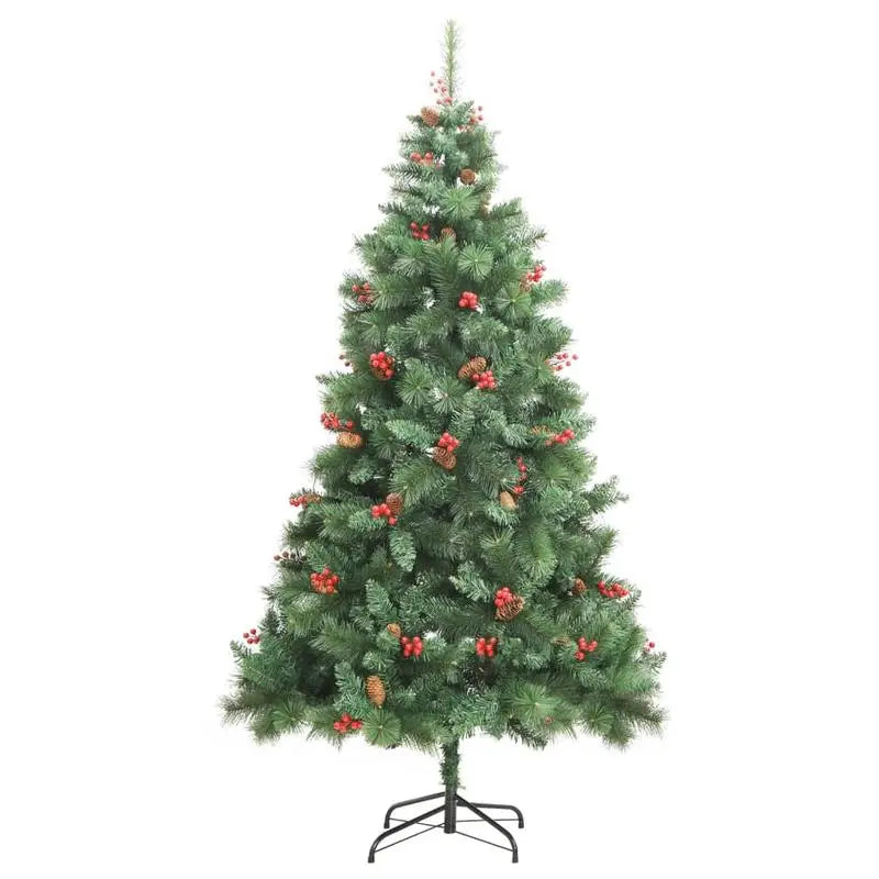 Künstlicher Weihnachtsbaum 240cm - Außendekoration mit Tannenzapfen und Beeren