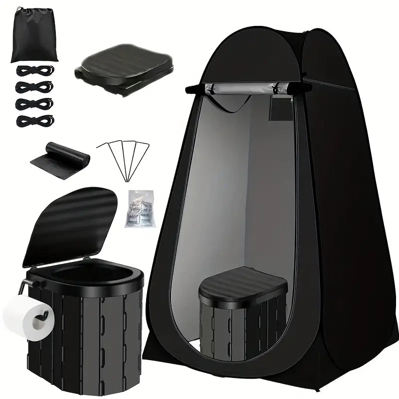 Kit Complet 2 en 1 : Tentes de Douche & Toilettes Pliables Extérieures