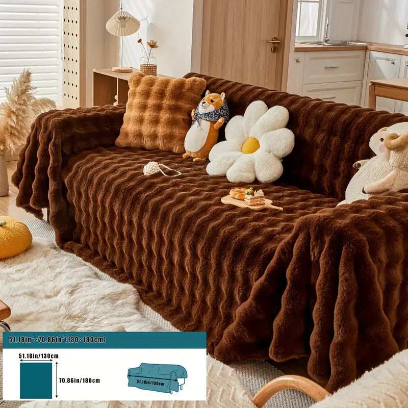 Faux Fur Sofa Cover - Soft and Non-Slip Protection
