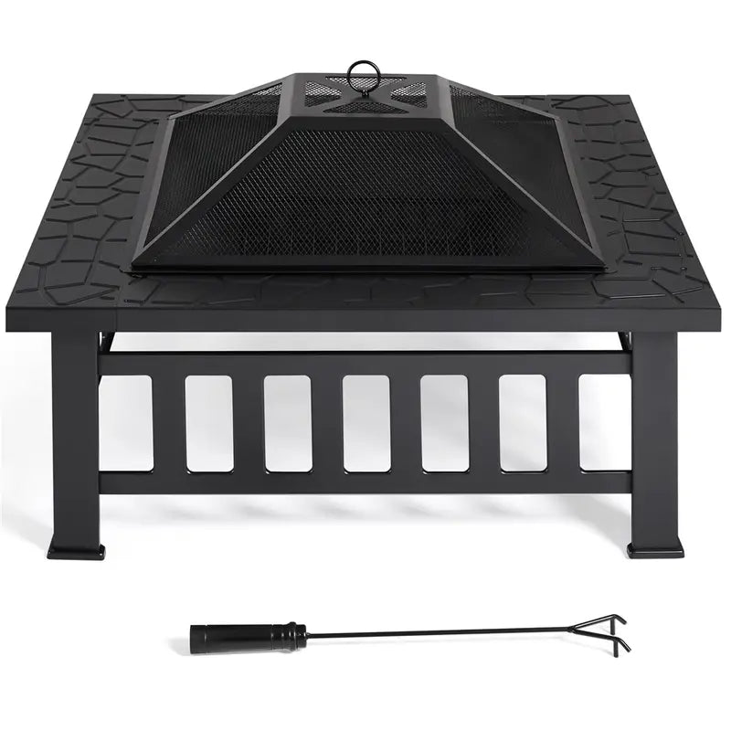 Brasero Carré de Jardin Costoffs – Poêle à Bois Métal Multifonction