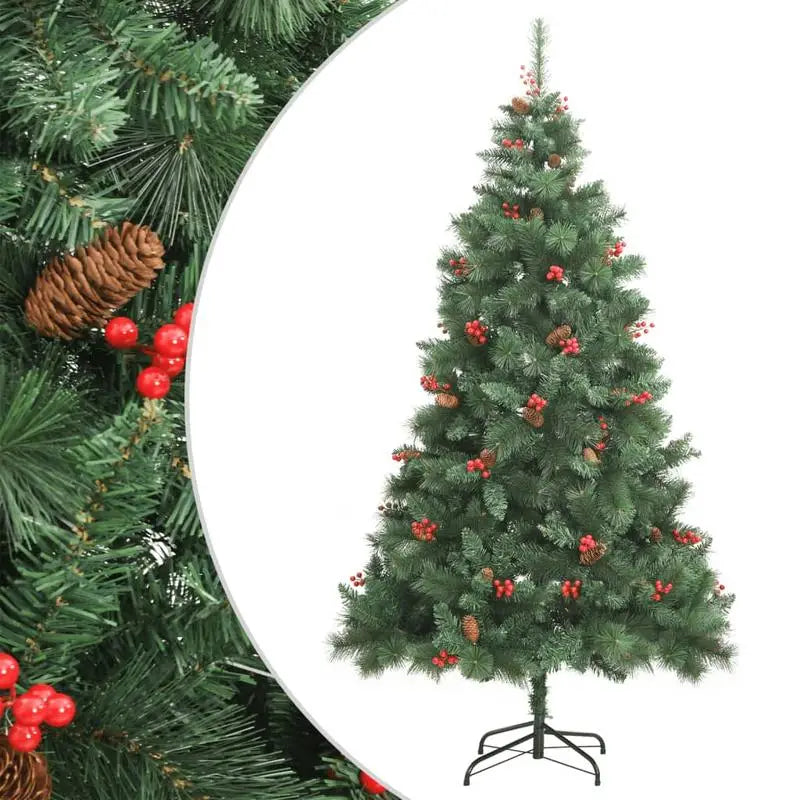 Sapin de Noël artificiel de 240 cm avec pommes de pin et baies