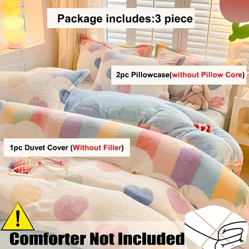 Housse de Couette en Velours Imprimé Flocon de Neige