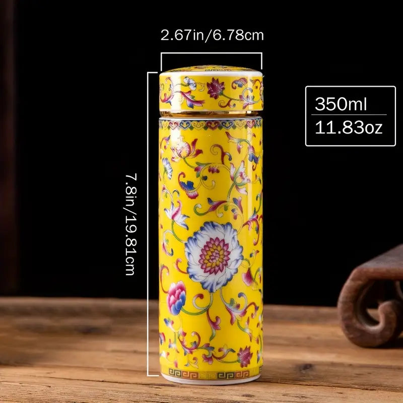 Mug de Voyage Isolé en Céramique Émaillée – Floral & Élégant