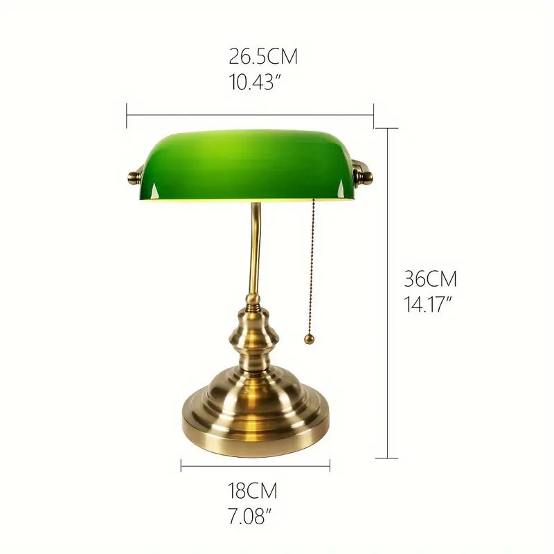Lampe de bureau style banquier – Abat-jour en verre vert