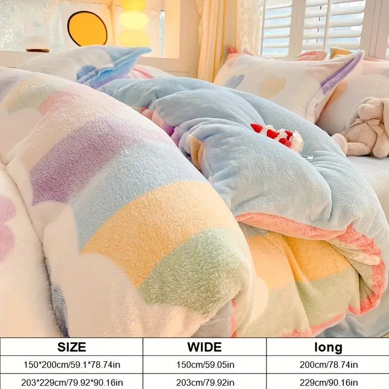 Housse de Couette en Velours Imprimé Flocon de Neige