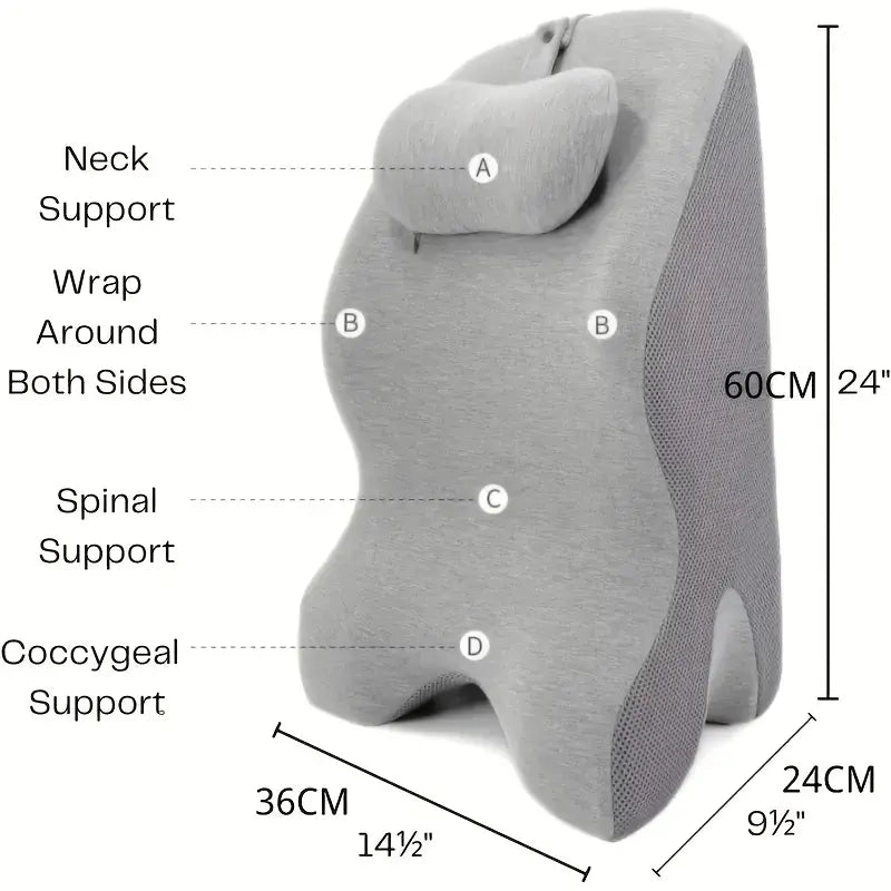 Oreiller en Forme de Cale - Soutien Ergonomique pour le Dos et le Cou