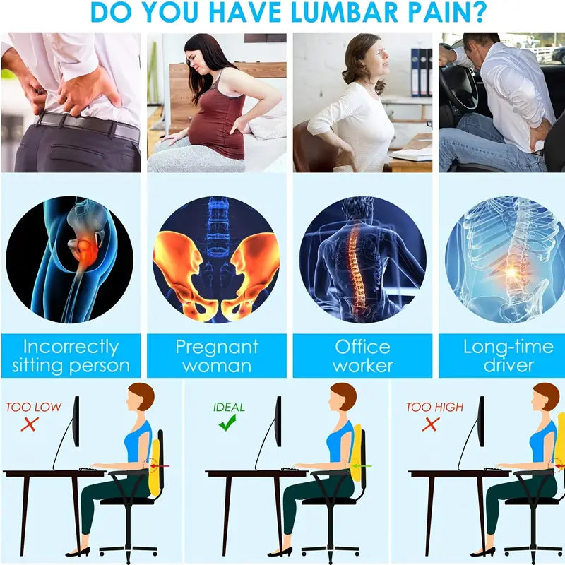 Oreiller de Soutien Lombaire Ergonomique – Confort et Bien-Être au Quotidien
