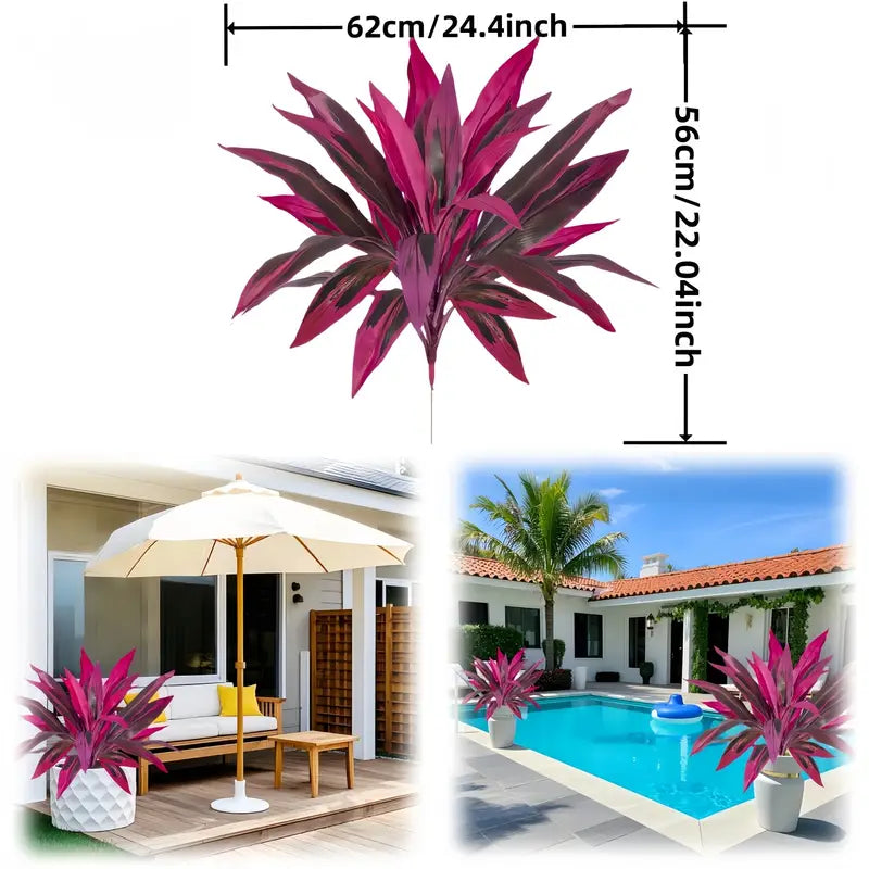 Lot de 2 Fougères Artificielles Violettes Boston & Feuilles de Monstera