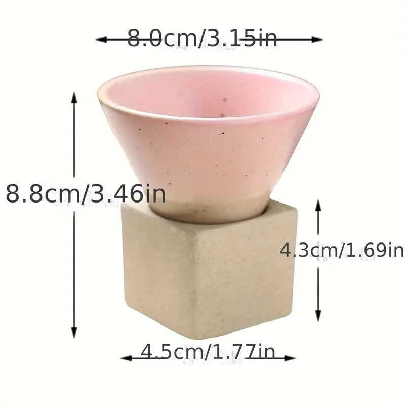 Tasse à Café Conique Vintage en Céramique avec Support