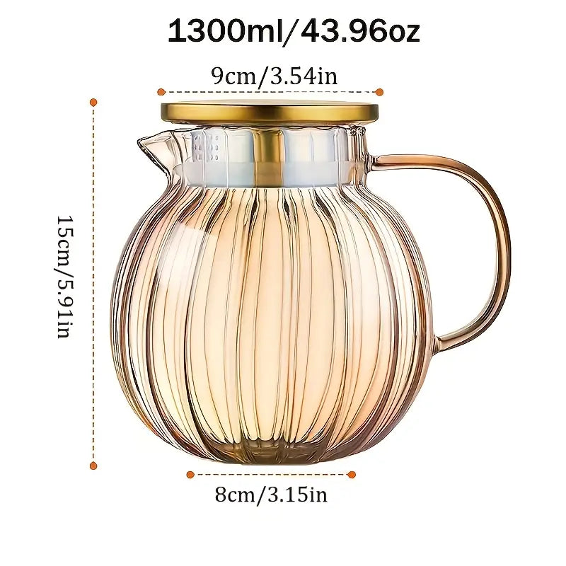 Théière en Verre Élégante avec Couvercle en Acier Inoxydable – Résistante à la Chaleur