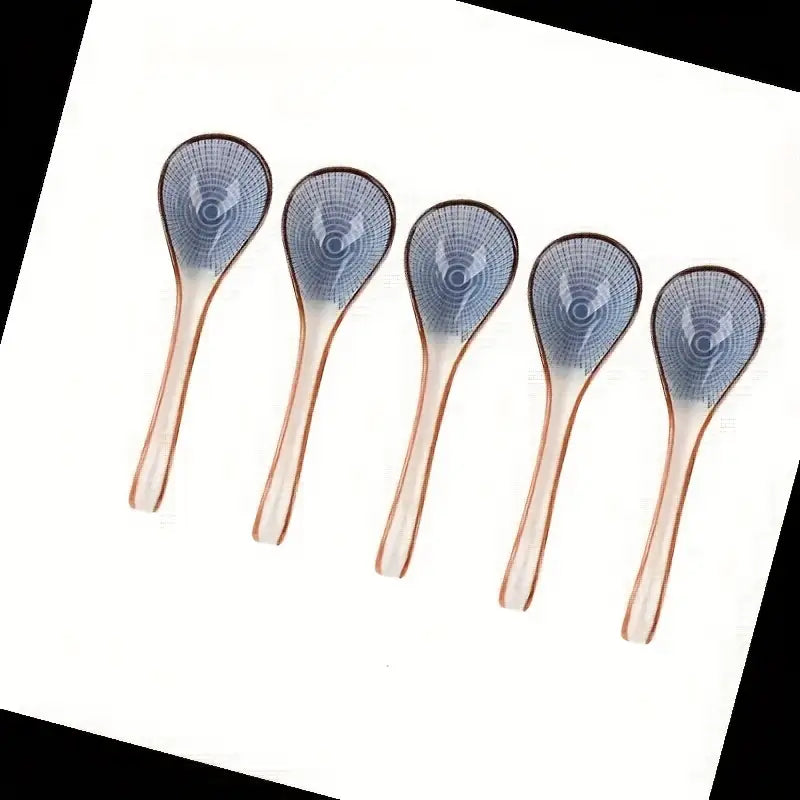 Lot de 4 Cuillères Asiatiques en Céramique – Manche Long Antidérapant