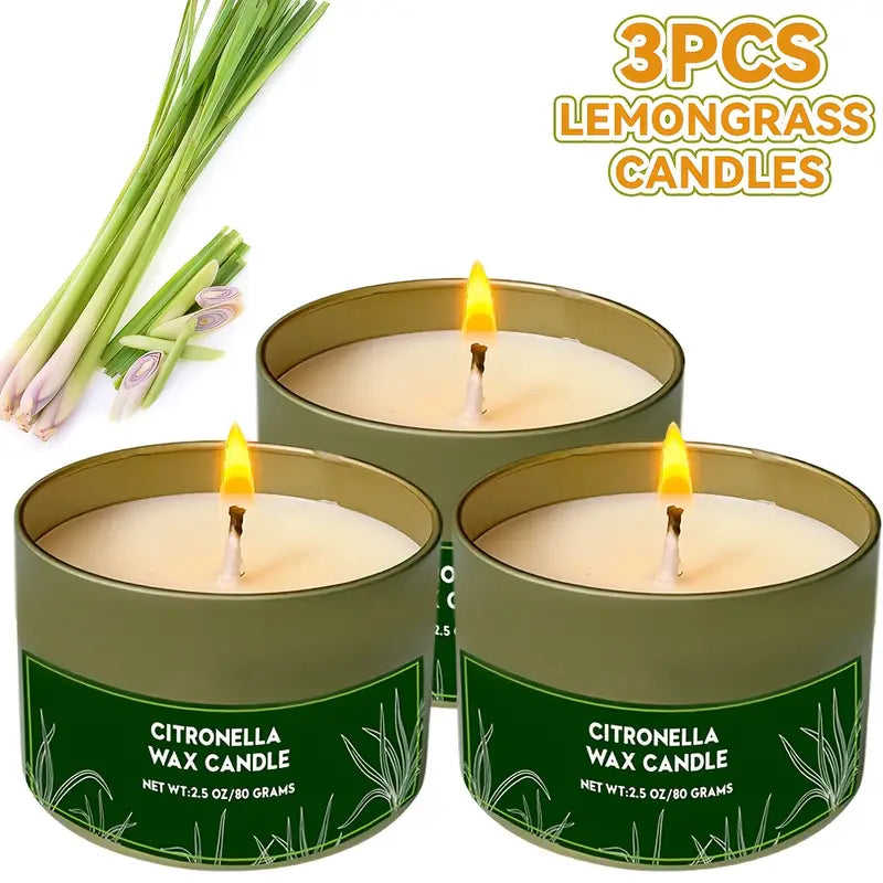 Lot de Bougies à la Citronnelle – Cire de Soja Naturelle