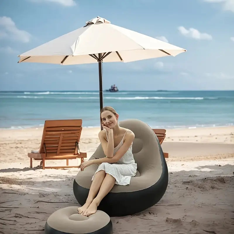 Chaise Longue Gonflable Pliable avec Dossier Confortable