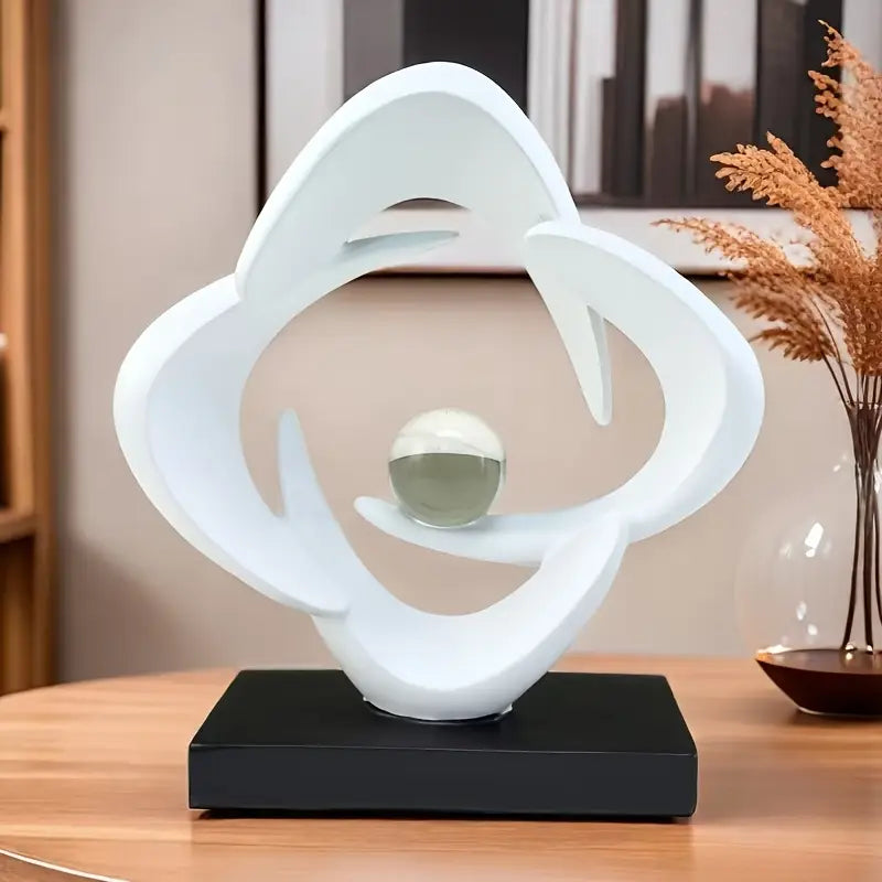 Sculpture Artistique en Résine de Luxe – Finition Bleue et Dorée