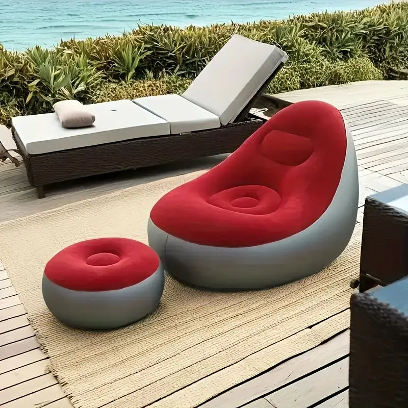 Chaise Longue Gonflable Pliable avec Dossier Confortable