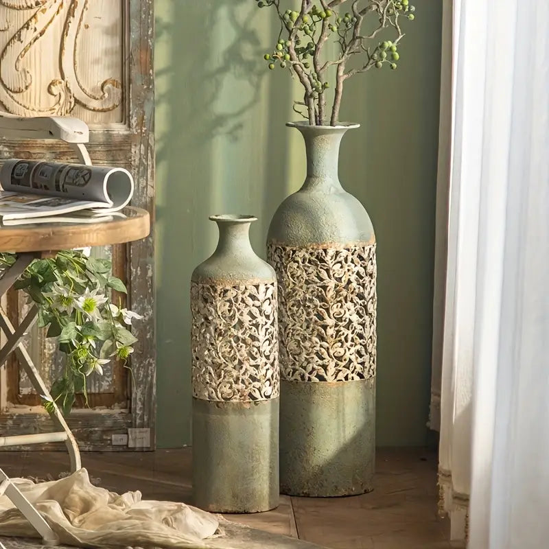 Vase Cylindrique en Fonte – Décoration de Sol à Plafond pour Salon ou Balcon