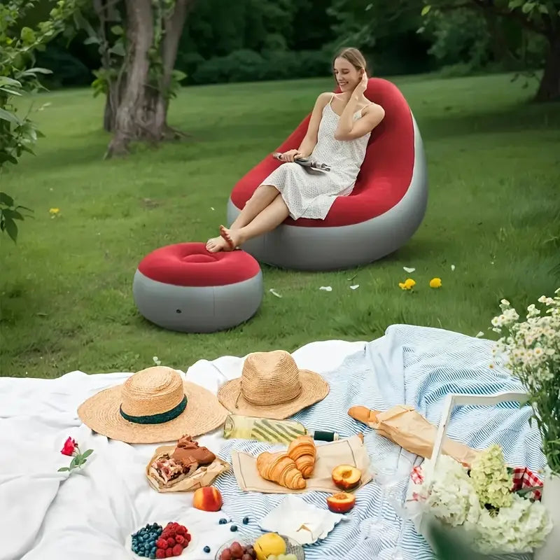 Chaise Longue Gonflable Pliable avec Dossier Confortable