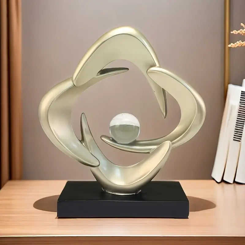 Sculpture Artistique en Résine de Luxe – Finition Bleue et Dorée