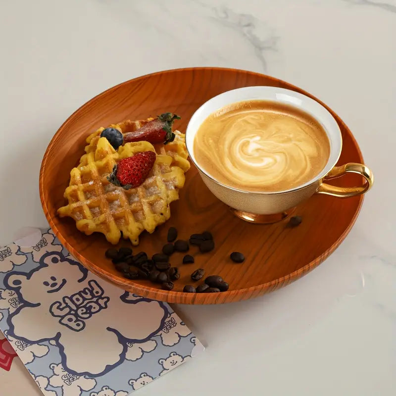 Assiettes Épaissies Couleur Bois – Élégance Naturelle