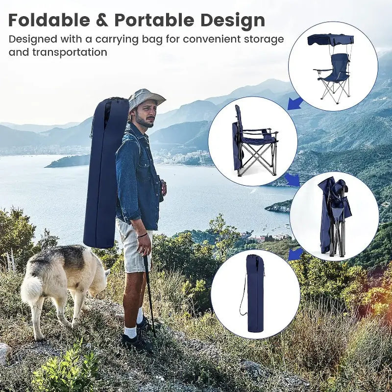 Chaise de Plage Pliante Portable avec Ombre – L’Alliance Parfaite du Luxe et du Confort