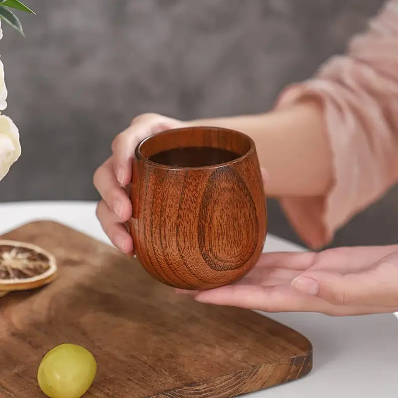 Ensemble de 6 Tasses à Thé en Bois Naturel Hiceeden – Style Japonais Artisanales