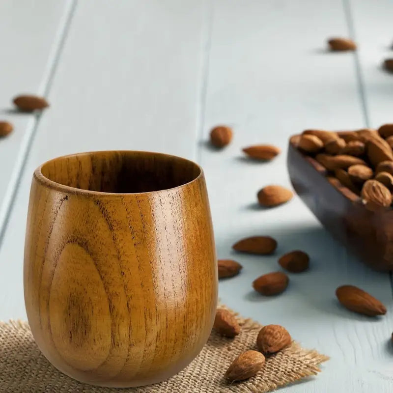 Ensemble de 6 Tasses à Thé en Bois Naturel Hiceeden – Style Japonais Artisanales