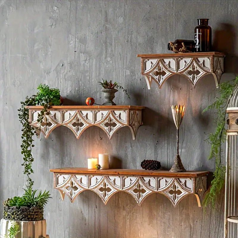 Étagère Murale Vintage en Bois