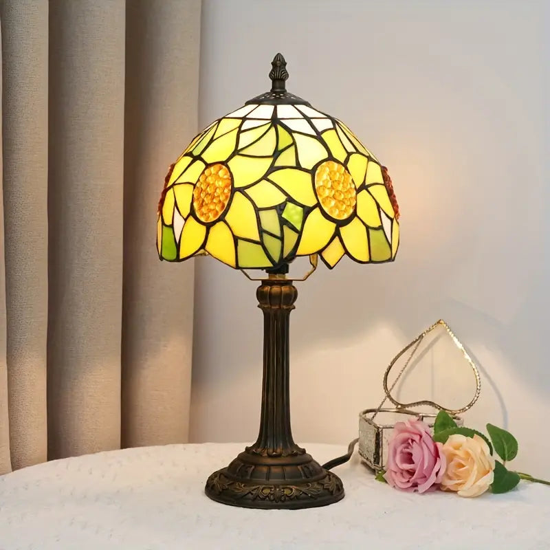 Lampe de Table en Verre Coloré – Style Baroque Art Déco