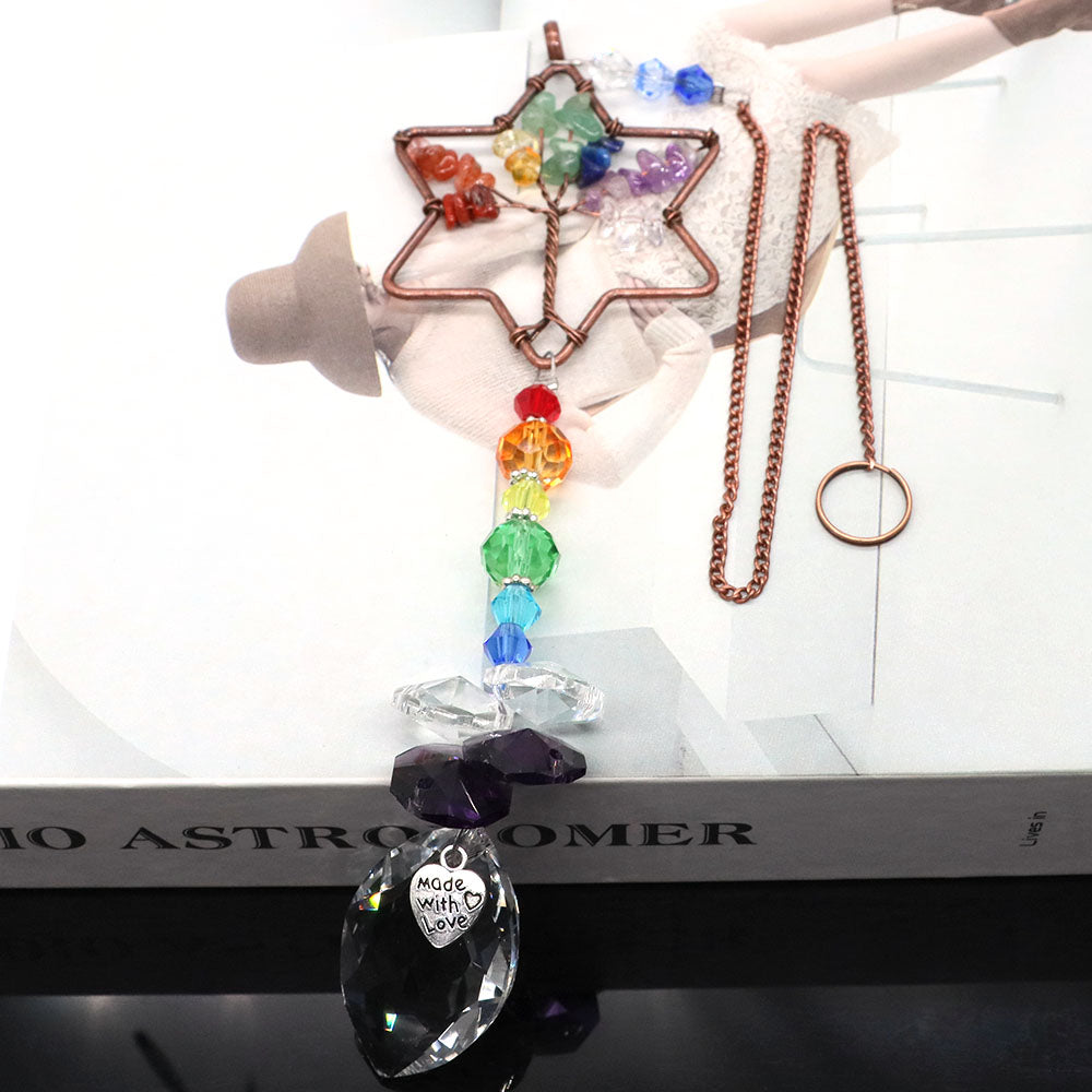 Attrape-Soleil en Cristal – Arbre de Vie Suspendu avec Prismes Arc-en-Ciel