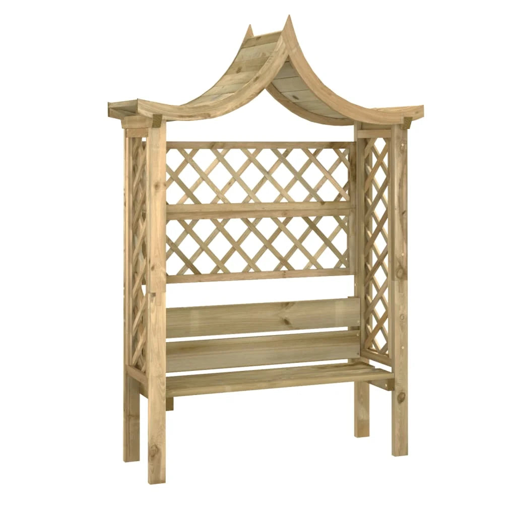 Pergola de Jardin avec Toit et Banc – Bois de Pin Imprégné