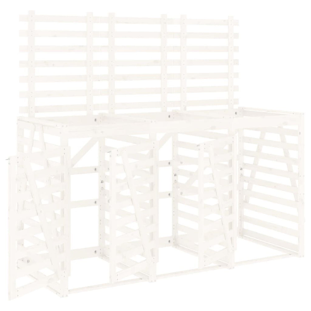 Abri pour poubelles triple en bois - Design ventilé et pratique Bois Blanc
