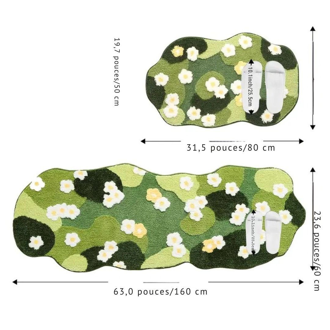 Tapis de Bain Ovale Touffeté en Mousse Verte – Extra Doux, Absorbant