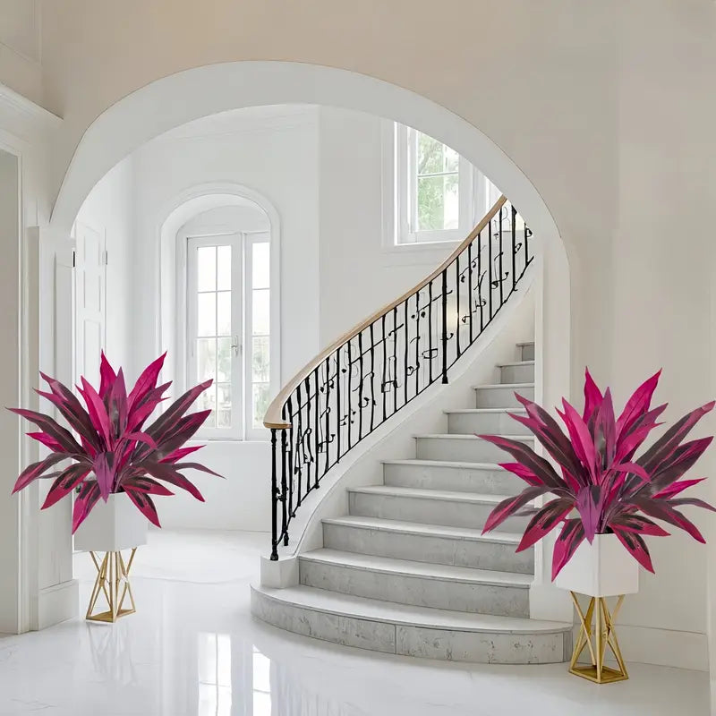 Lot de 2 Fougères Artificielles Violettes Boston & Feuilles de Monstera