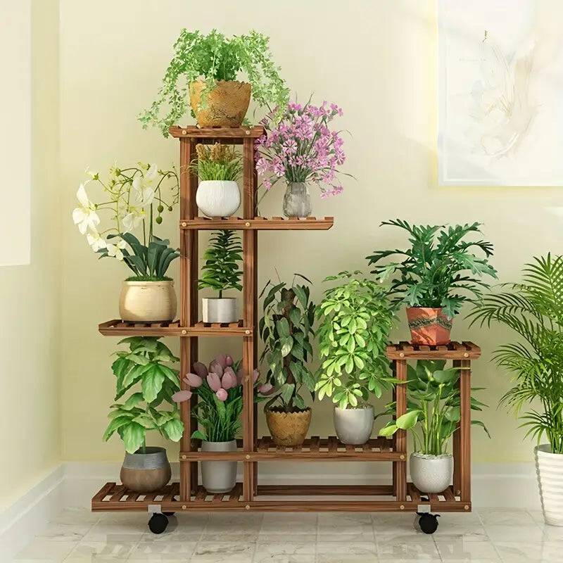 Support à Plantes en Bois à 6 Niveaux – Design Vertical