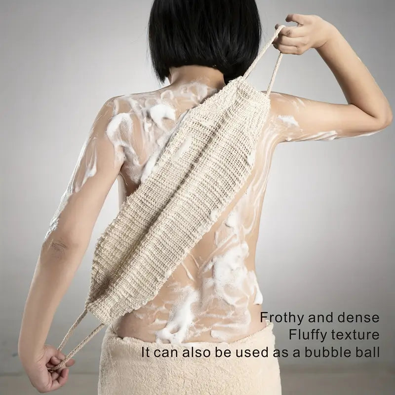 Gommage Exfoliant pour le Dos avec Poignées – Double Face en Ramie Naturelle