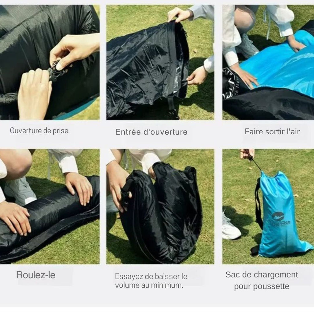 Canapé-Lit Gonflable Double Couche avec Oreiller