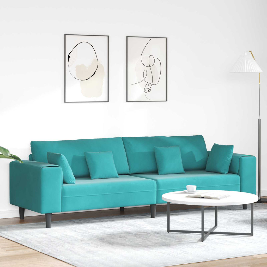 Canapé en Velours avec Coussins – Élégance Moderne & Confort Inégalé