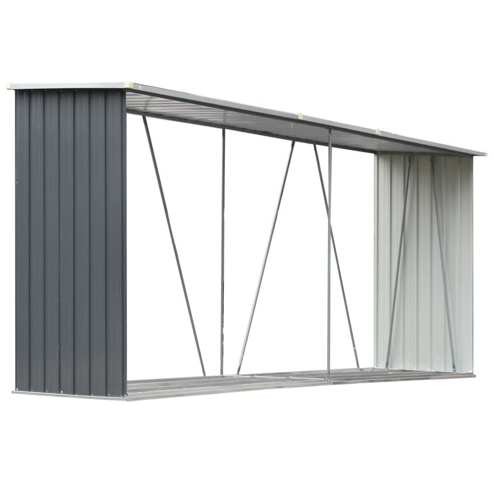 Abri de stockage à bois galvanisé 330x84x152 cm anthracite Gris