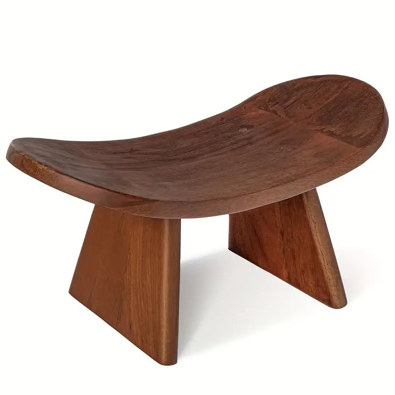 Banc de méditation en bois de manguier – assise ovale – vue 3