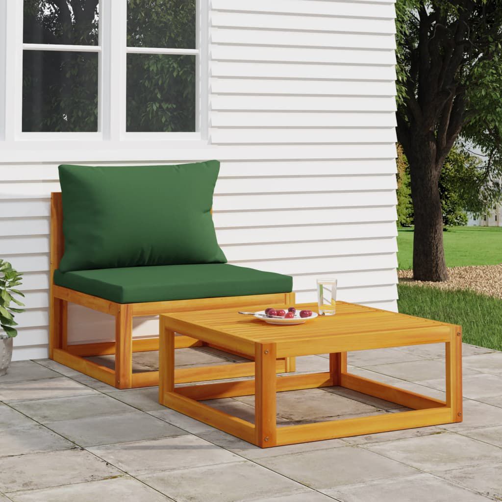 Salon de jardin 2 pcs bois d’acacia – Élégance & confort Vert