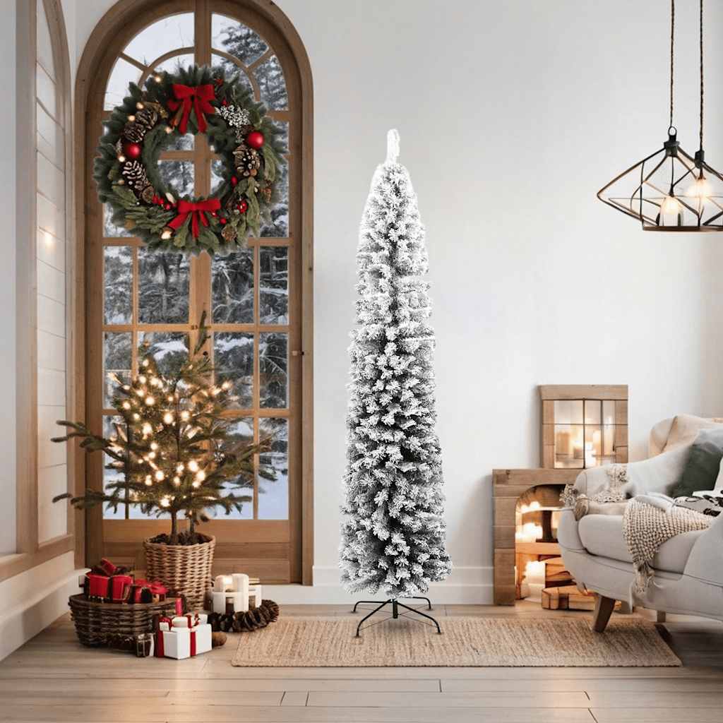 Sapin de Noël Artificiel Mince Flocon de Neige – Design Réaliste