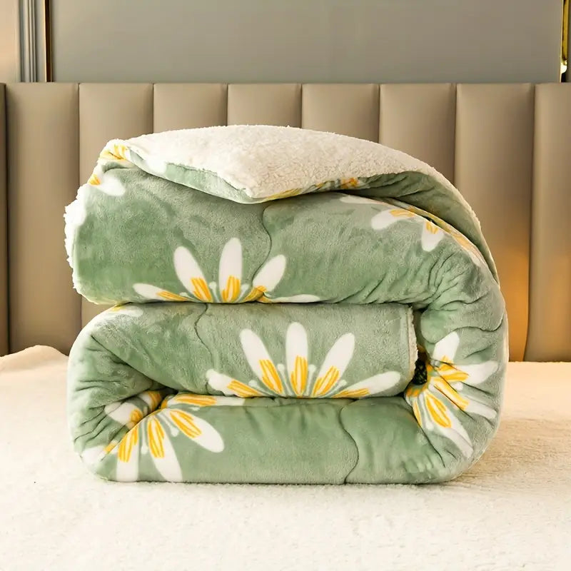 Couette d’Hiver en Polaire Lait Florale – Chaude & Douce