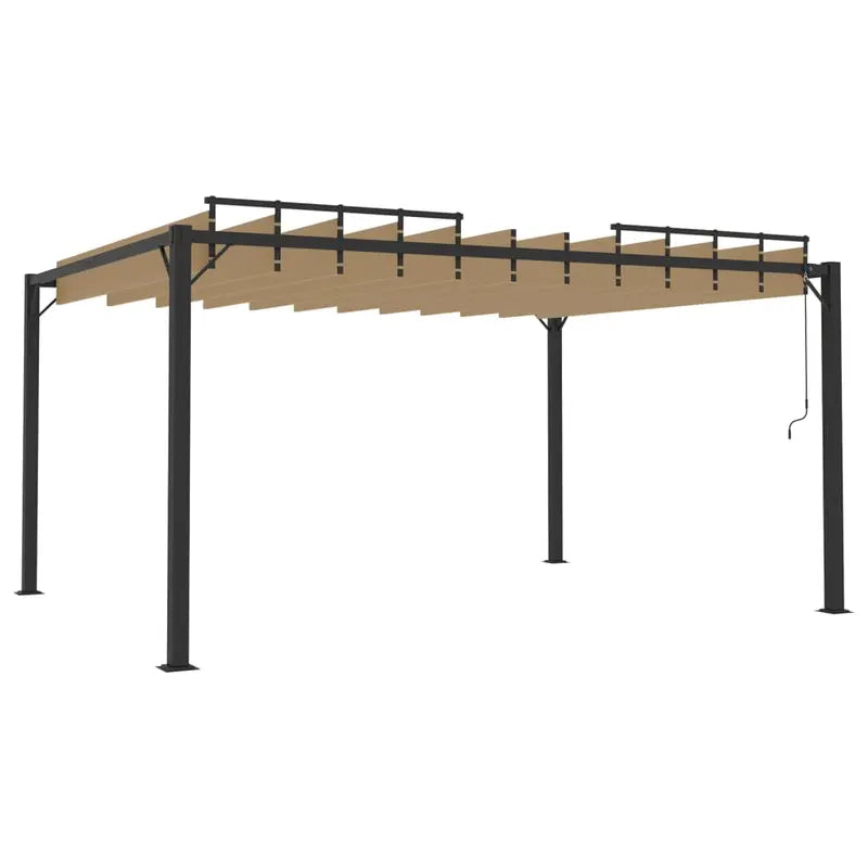 Tonnelle à Persienne – Taupe, Aluminium et Tissu Résistant