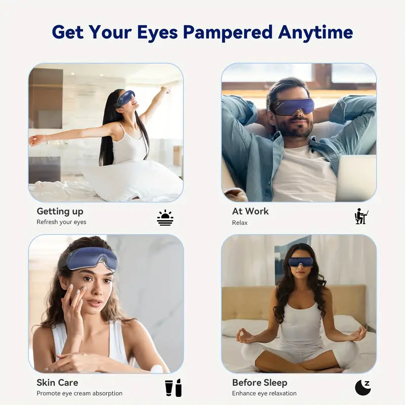 Masseur d’Yeux Chaud avec Musique – Masque de Détente Intelligent
