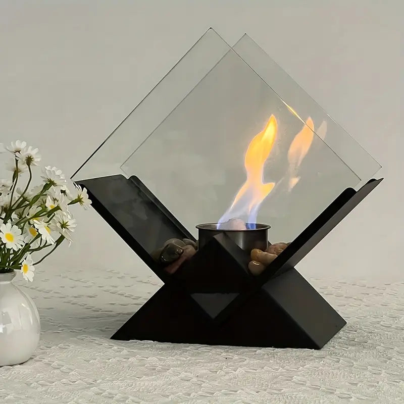 Chauffe-feu à Alcool Vintage en Métal – Design Diamant, Finition Laquée