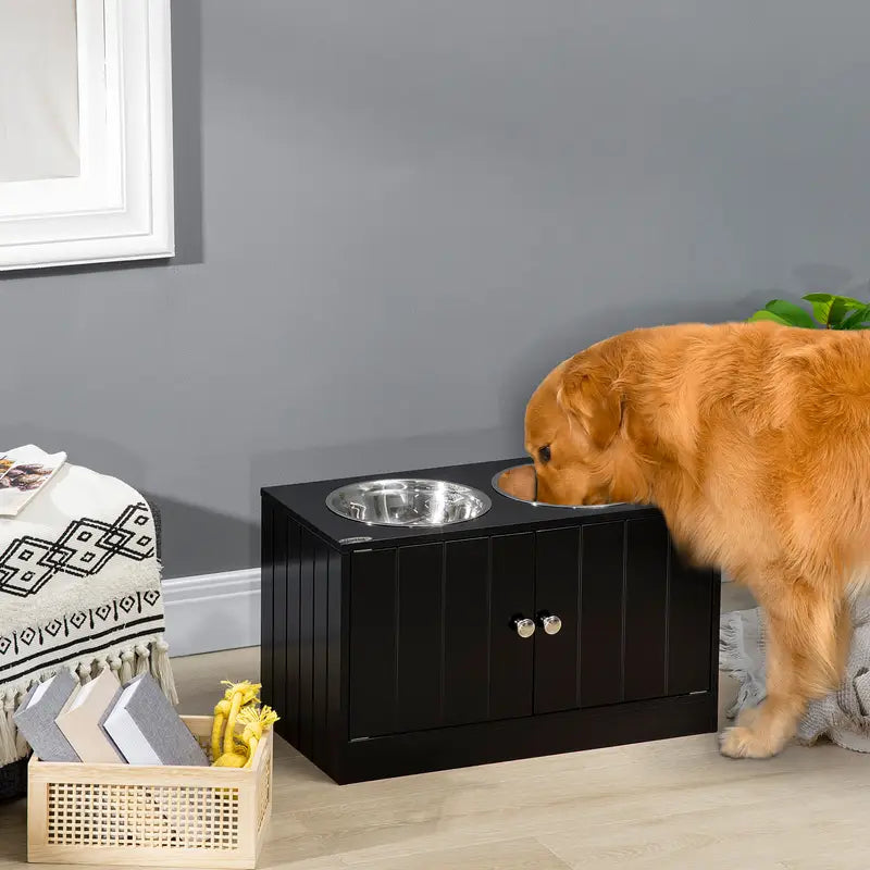 Gamelles Surélevées pour Chien et Chat - Double Gamelle avec Support Bois