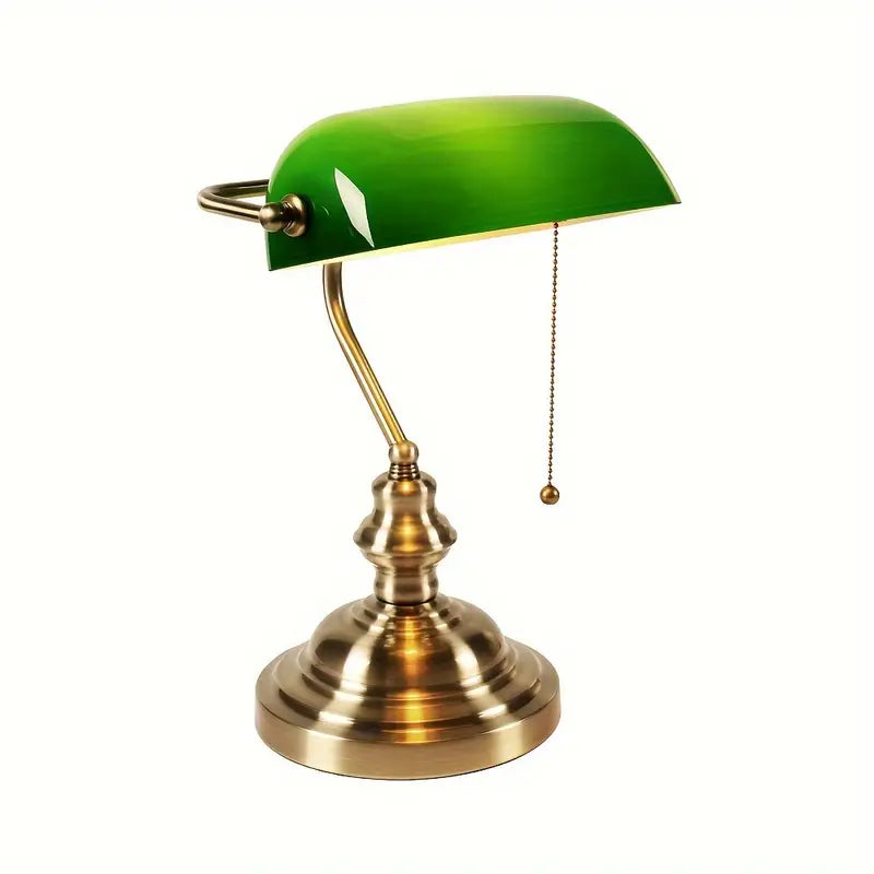Lampe de bureau style banquier – Abat-jour en verre vert