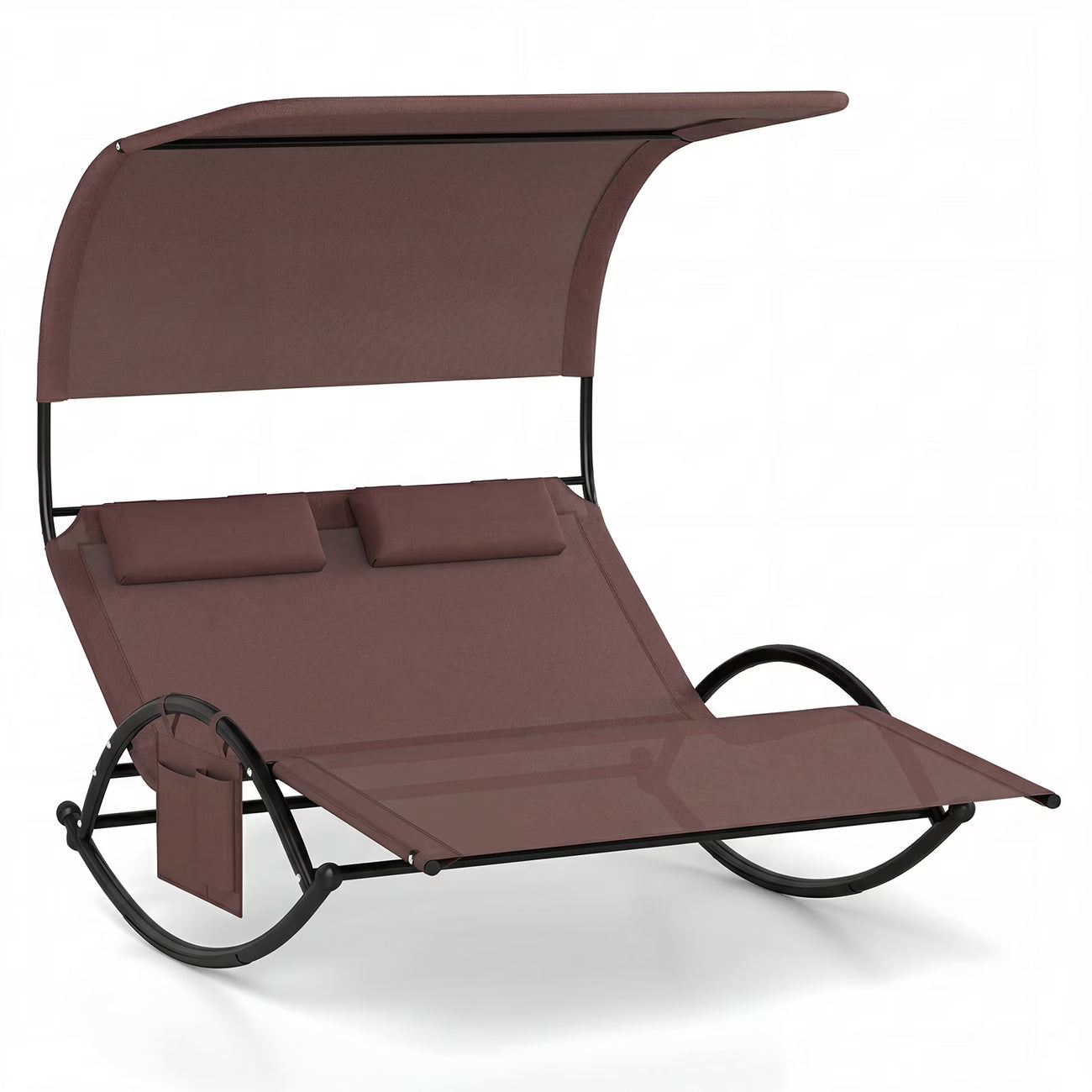 Chaise longue double à bascule avec auvent